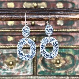 Japanese Bamboo Print Oval Earrings