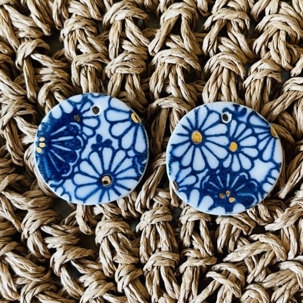 Japanese Print Ceramic Earrings